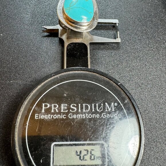 Indian/Native American/Southwestern 925 Solid Sterling  Turquoise Bezel Set Southwestern Style Ring VTG Sterling Silver 925 Size 6.75